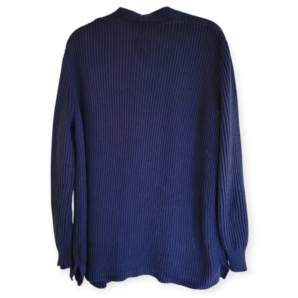 Madewell Nolan Ribbed Cotton Cardigan Navy Blue Open Front Size S Cozy Classic - Picture 4 of 11